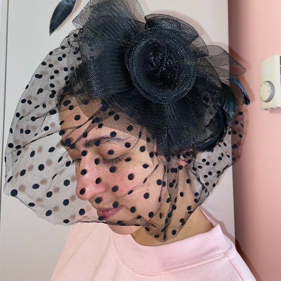 Black Rose + Polka Dot Headpiece - Picture 6 of 6